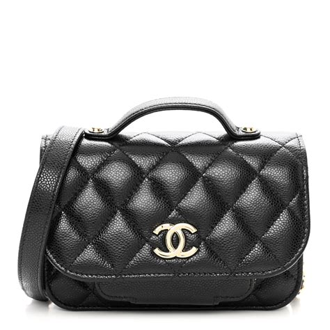 CHANEL Caviar Quilted Business Affinity Clutch With Chain Black 